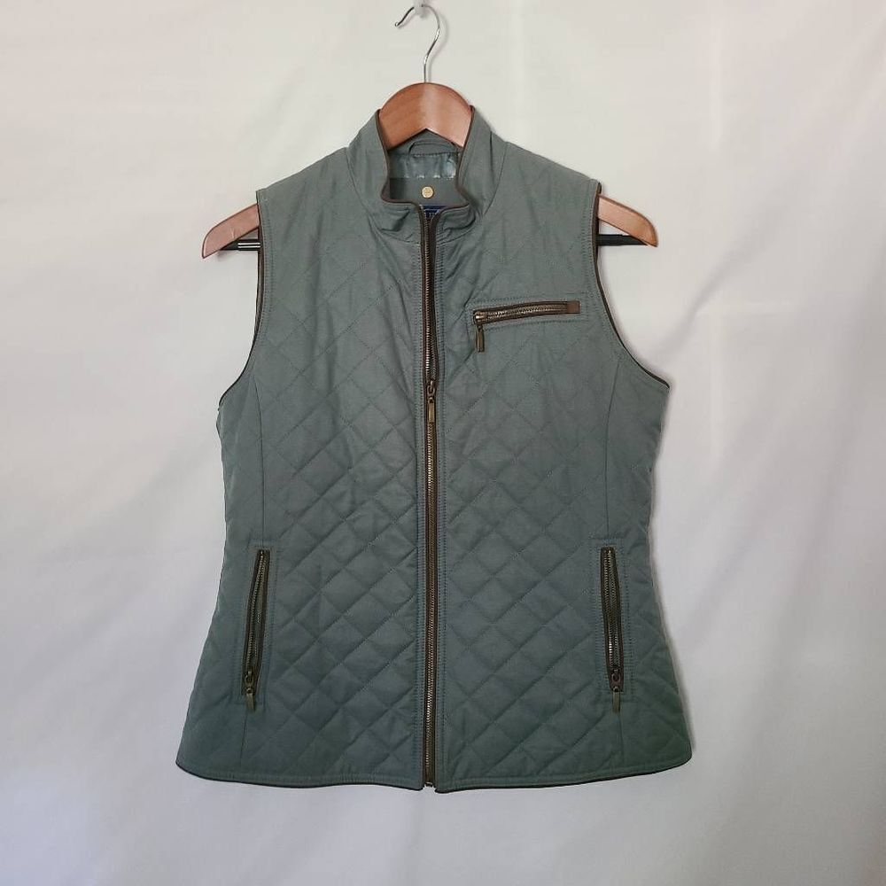 Pendleton Womens Sage Green‎ Diamond Quilted Zipper Front Vest sz Small